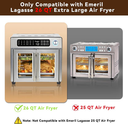 120PCS Air Fryer Liners Disposable for Emeril Lagasse 26QT Air Fryer | Unbleached Non-Stick Parchment Paper Sheets Accessories for Emeril Lagasse French Door 360 Air Fryer 26QT Toaster Oven2