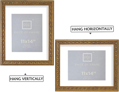 11X14 Bronze Photo Frame White Mat for 8X10 Real Glass3
