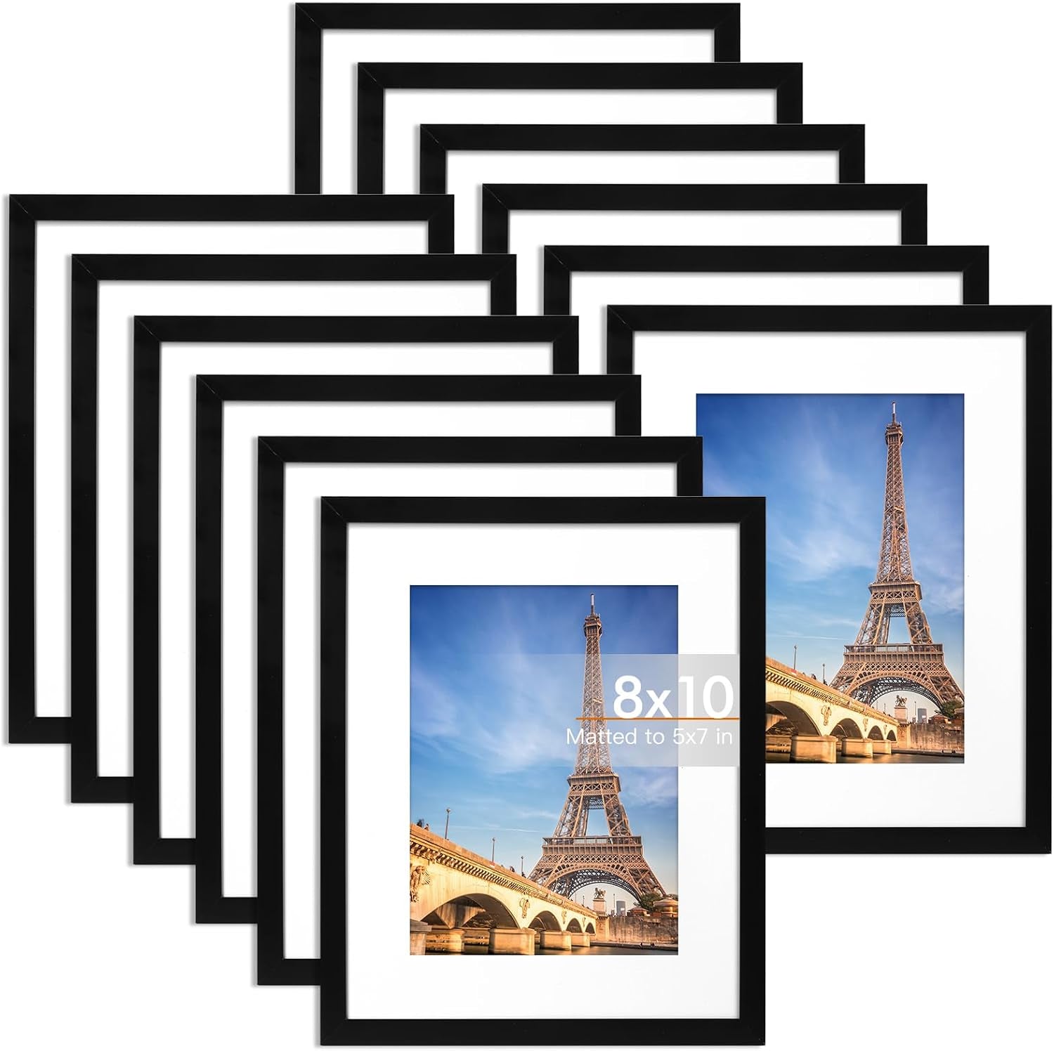 8x10-picture-frame-set-of-12-with-plastic-cover-pvc-black