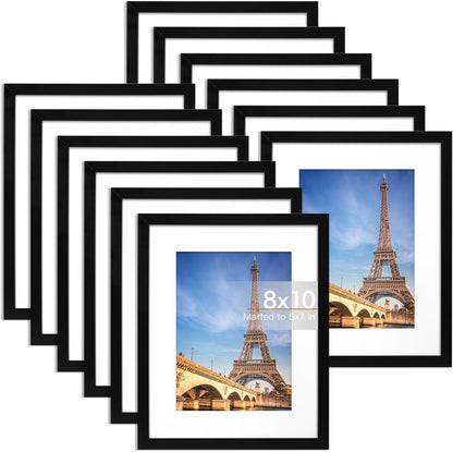 8X10 Picture Frame Set of 12 with Plastic Cover, PVC, Black1