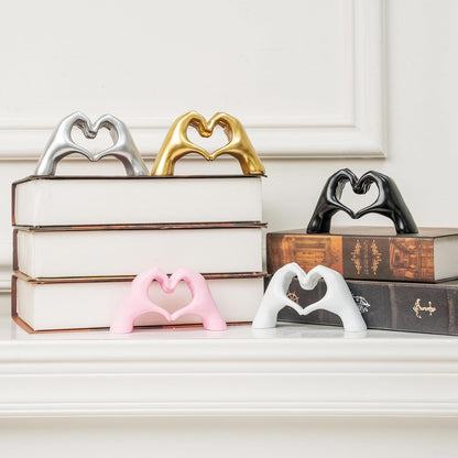 Small Heart Hands Sculpture Decor for Living Room Bedroom Bookshelf Coffe Table and Office Display, Love Finger Statue Modern Aesthetic Home Decor, Unique Gift for Wedding Christmas Birthday (Gold)6