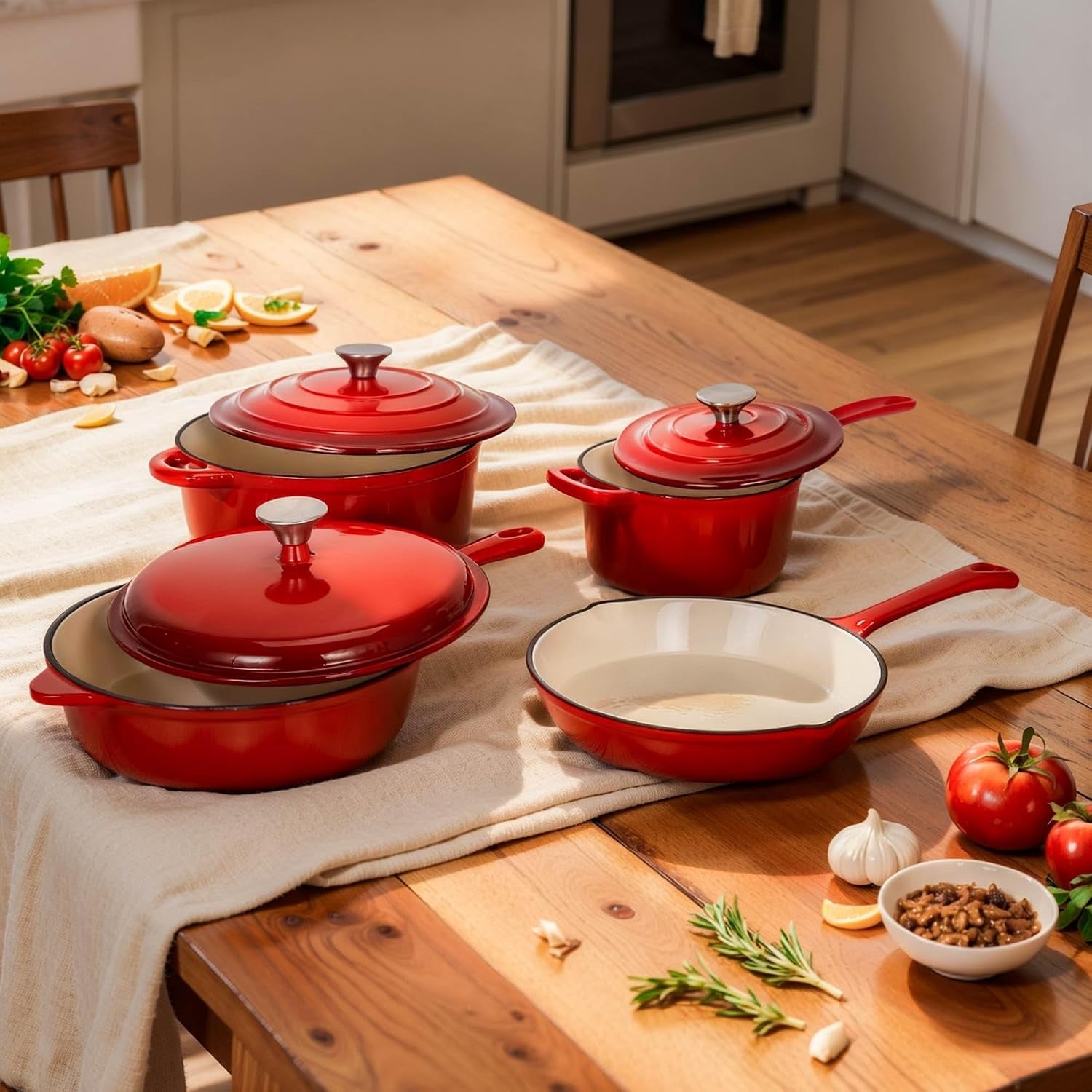 enameled-cast-iron-cookware-set-7-piece-induction-dutch-oven-set-with-lid-red-pots-and-pans-set-nonstick-pfoa-pfas-free
