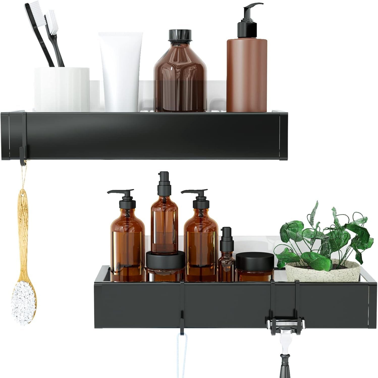 shower-caddy-adhesive-shower-organizer-with-hooks-shower-shelves-for-inside-shower-no-drilling-shower-rack-holder-shower-storage-for-bathroom-kitchen-spice-rack-2-pack-black