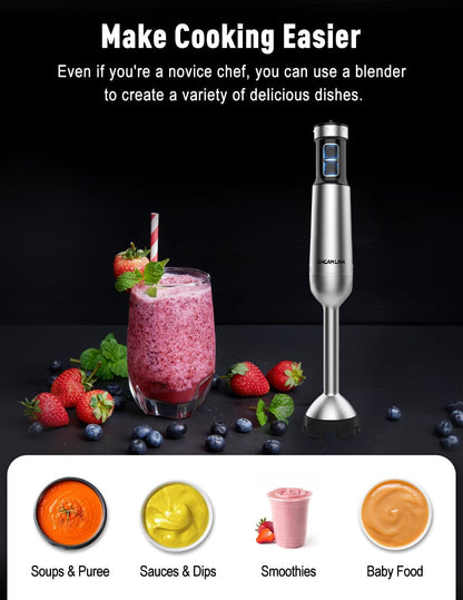 1000W Powerful Immersion Blender Handheld, 2026 New Update Hand Blender with 25-Speed, Scratch-Resistant Corded Hand Mixer with Heavy-Duty Copper Brushless Motor and Gift Box4