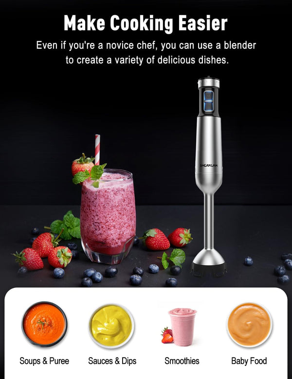 1000W Powerful Immersion Blender Handheld, 2026 New Update Hand Blender with 25-Speed, Scratch-Resistant Corded Hand Mixer with Heavy-Duty Copper Brushless Motor and Gift Box4