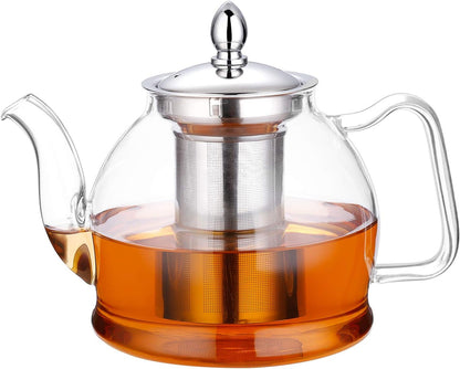 1000Ml Glass Teapot with Removable Infuser, Stovetop Safe Tea Kettle, Blooming and Loose Leaf Tea Maker Set1