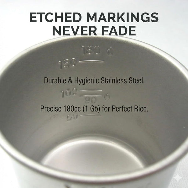 Japanese Rice Measuring Cup 180Ml (1 Gou) Made in Japan Stainless Steel, Accurate Japanese Standard, Rust-Resistant, Easy-To-Read Engraved Mark3