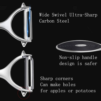 Vegetable, Apple Peelers for Kitchen, Fruit, Carrot, Veggie, Potatoes Peeler, Y-Shaped and I-Shaped Stainless Steel Peelers, with Ergonomic Non-Slip Handle & Sharp Blade, Good Sturdy (2PCS)5