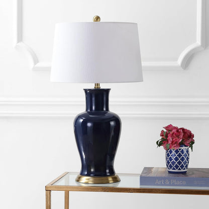 Julian Classic Ceramic Urn Metal LED Table Lamp 29", Navy3