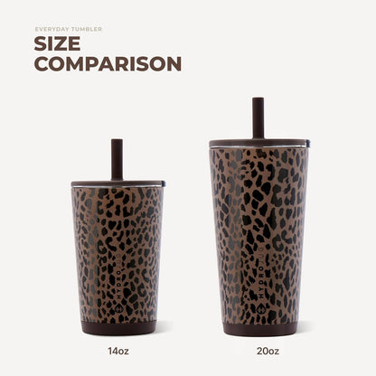 Everyday Tumbler 14 Oz, Ceramic-Lined Straw Cup, Brown Leopard5