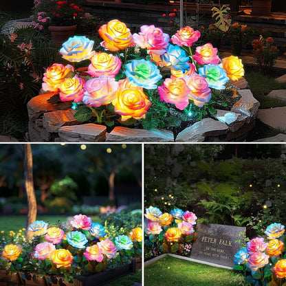 Solar Flowers Lights Outdoor Waterproof: 4Pack Garden Lights Yard Decor5