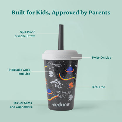 Gogo'S Kids 5-Pack 12Oz Tumbler Cups with Lids & Spill-Proof Straws3