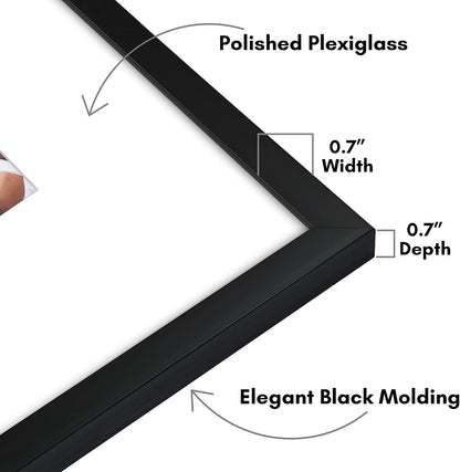20X20 Poster Frame - Matted to 8X10 - Slim Molding - Black3
