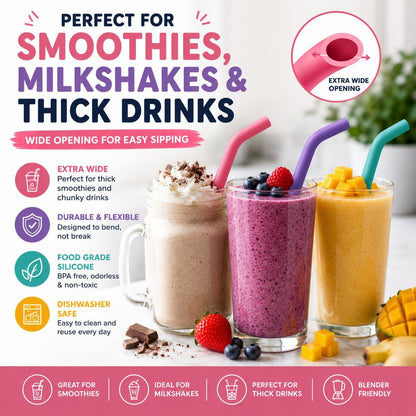 Reusable Silicone Straws for Tumblers, Smoothies & Kids Drinks – 15 Pack Flexible Bpa-Free Drinking Straws with 2 Cleaning Brushes – Soft on Teeth & Lips – Fits 20Oz & 30Oz Tumblers3