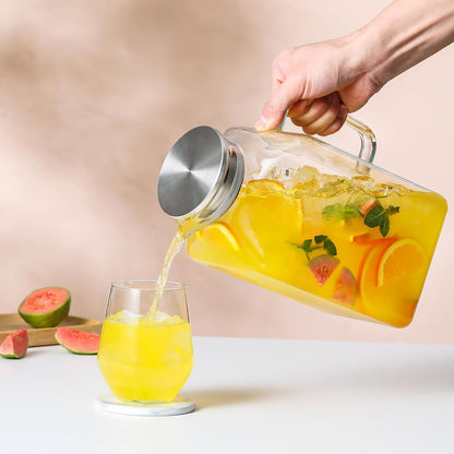 1 Gallon Square Glass Pitcher with Lid and Spout, Borosilicate Glass Carafe for Hot/Cold Drink, Water Pitchers with Handle for Fridge, Extra Large Jug for Iced Tea, Coffee, Juice, Beverage4
