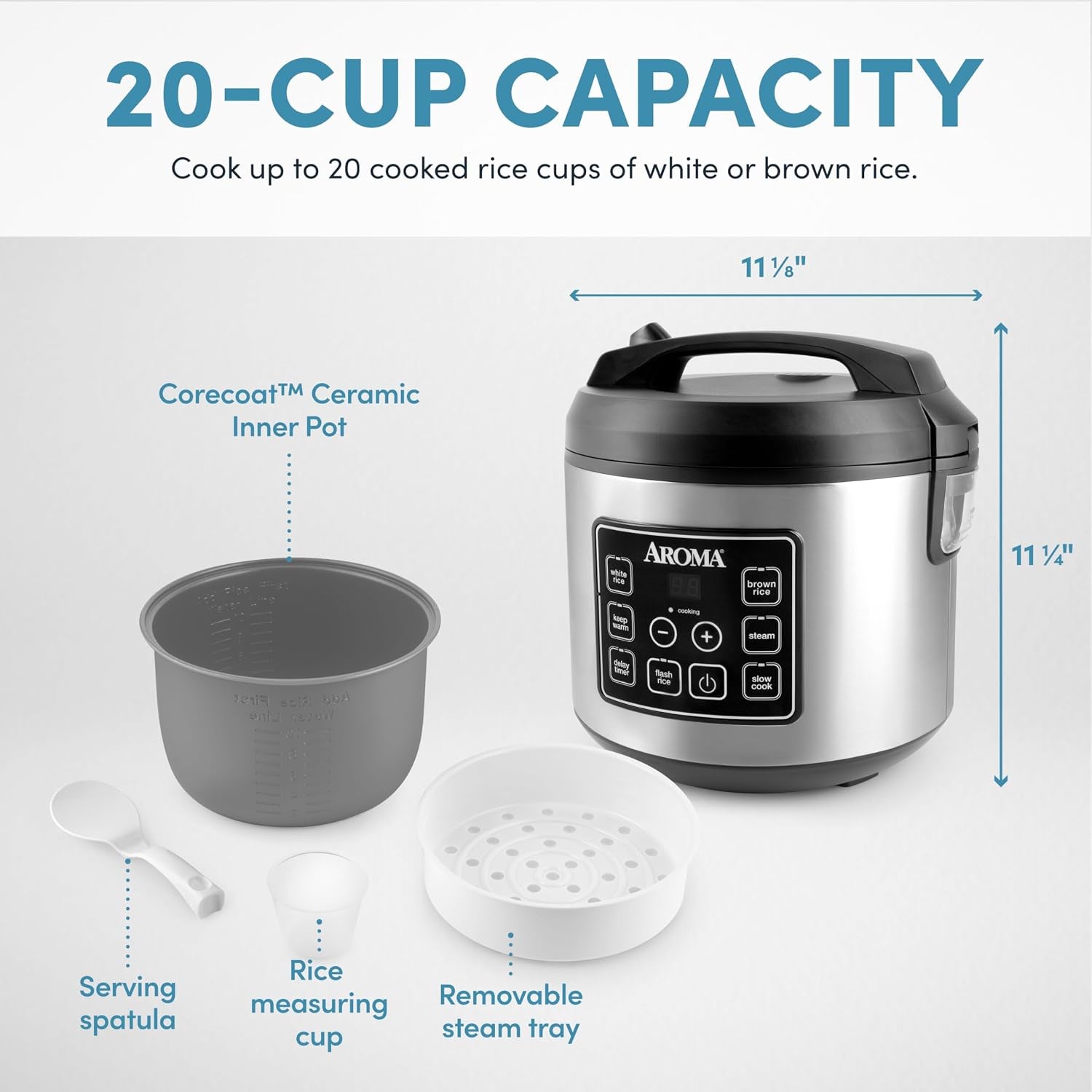 housewares-20-cup-cooked-10-cup-uncooked-digital-rice-cooker-slow-cooker-food-steamer-ss-exterior-arc-150sb-black