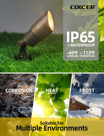 Solid Brass Landscape Spotlights 6 Pack with 5W MR16 (101B Bronze)5
