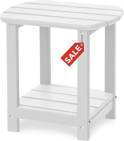 Adirondack Square Outdoor Side Table,2-Tier Storage Patio Side Table, HDPE End Tables for Backyard Pool Porch Garden Lawn1