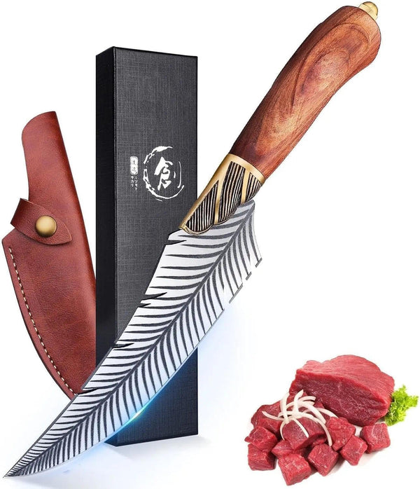 Feather Viking Boning Knife, 6 Inch Professional Viking Knife Meat Cleaver Full Tang with Sheath Gift Box for Outdoor Camping Thanksgiving Gifts for Men Women1