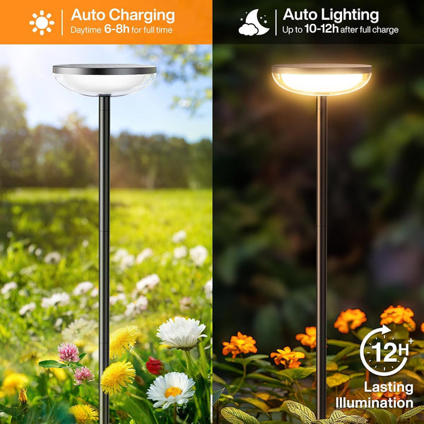 Solar Pathway Lights Outdoor, 6 Pack Tall Solar Garden Lights Outdoor Waterproof for Yard Flower Bed Patio Path Walkway Driveway outside Decor Landscape Lighting3