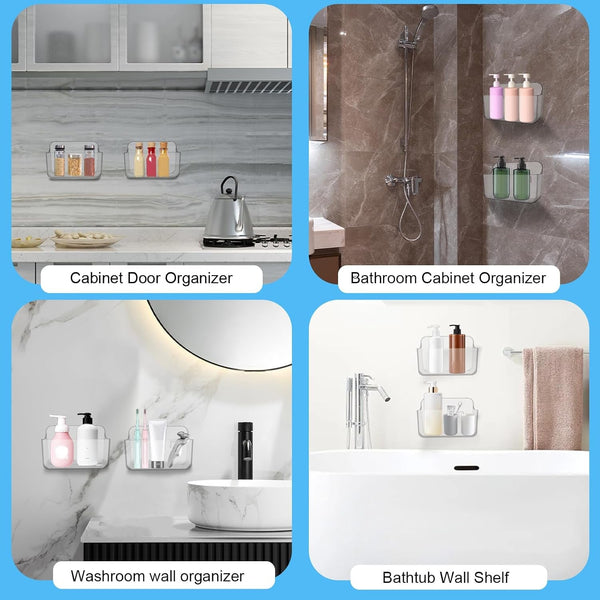 2-Pack Cabinet Door Organizer, Self Adhesive Bathroom Shelves, Clear6