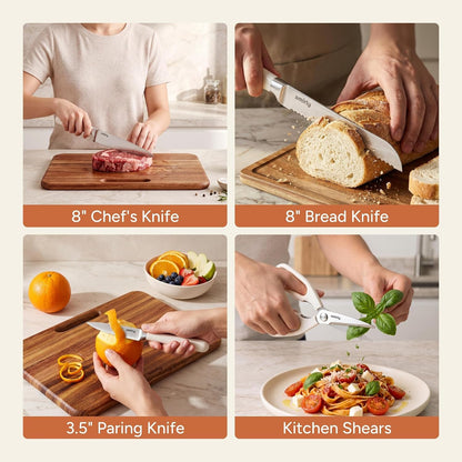 15 Piece Knife Set with Block for Kitchen, Knife Block Set, Brown9