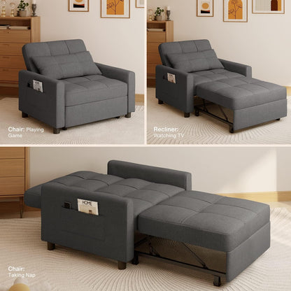 3-In-1 Sleeper Chair Bed Convertible Sofa, Dark Gray10
