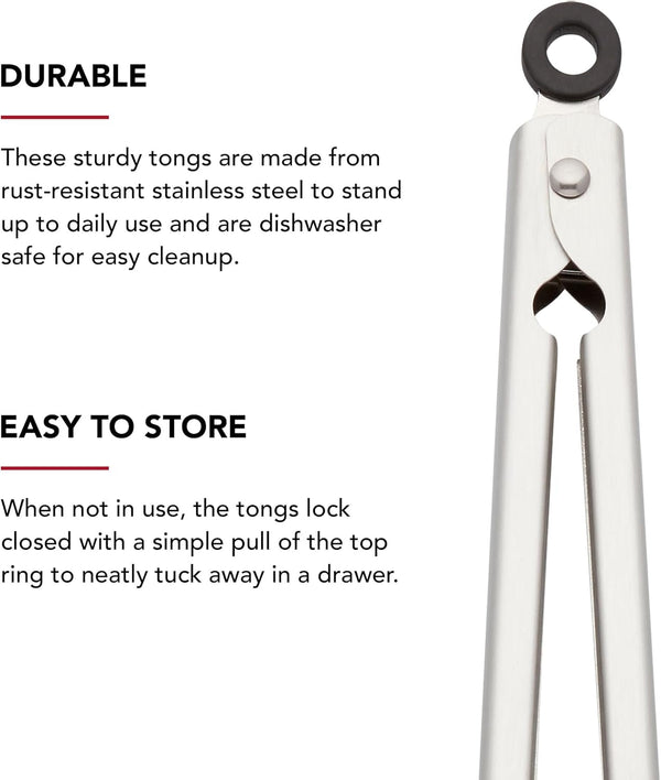Kitchenaid Set of 2 Stainless Steel Tongs with Scalloped Edges Easy Lock Dishwasher Safe Durable and Versatile 7 Inch and 9 Inch Silver4