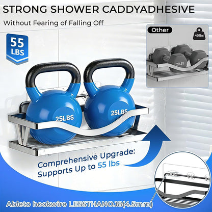 14 Pack Shower Caddy Adhesive Replacement, Strong Adhesive Hooks, Waterproof Shower Adhesive Strips, No Drilling, for Bathroom Storage Shelves2
