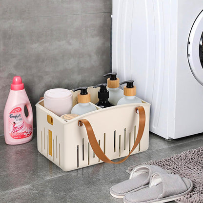 Portable Shower Caddy Collapsible Plastic Shower Basket Tote with Handles Removable Divider, Cleaning Caddy Storage Organizer for Bathroom College Dorm (White)6