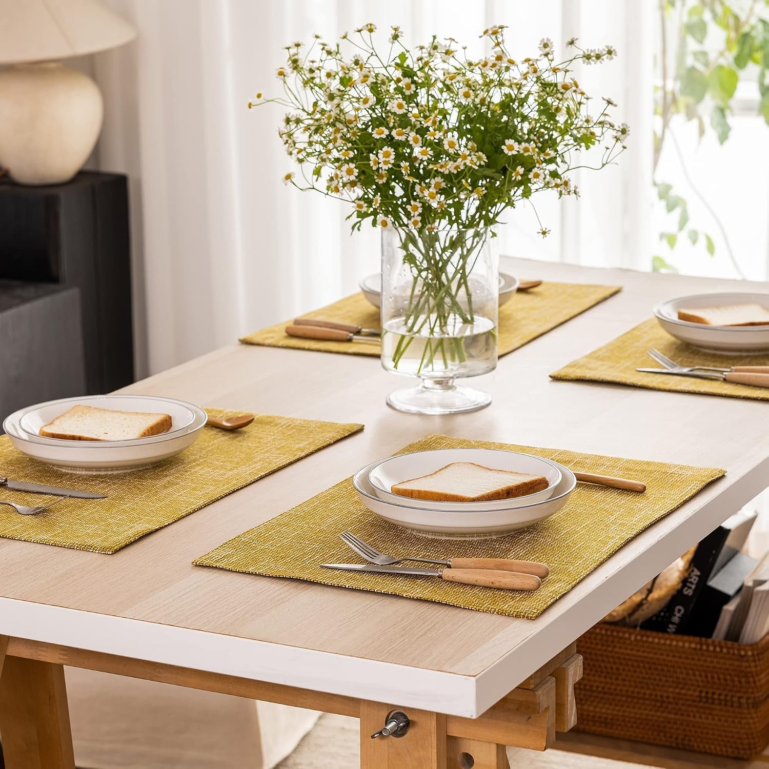kevin-textile-burlap-linen-placemats-set-of-6-heat-resistant-dining-table-place-mats-washable-kitchen-table-mats-for-dinning-party-holiday-indoor-outdoor-13-x19-inches-honey-yellow