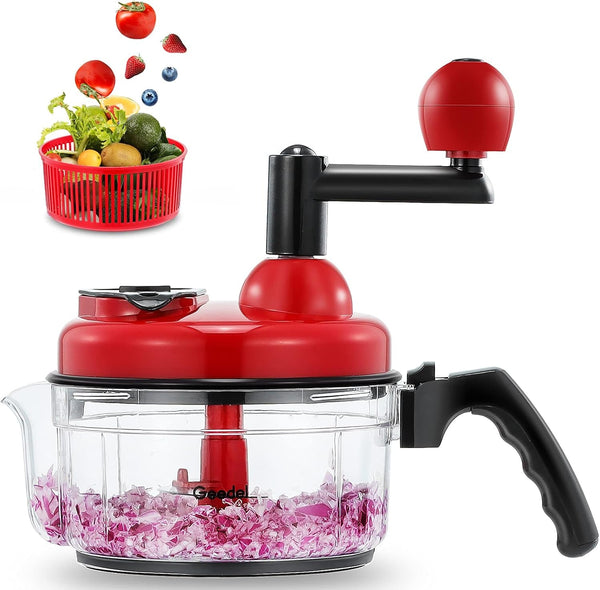 Large Food Chopper Vegetable Chopper, Manual Food Processor, 3 Cups | 3-In-1: Chop, Blend & Whisk, No BPA, Effortless Handle, Sharp Blade for Vegetable, Fruit, Meat, Nut, Ice, Salad, Salsa, Etc1