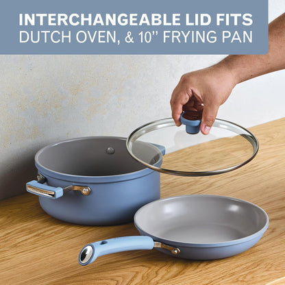 Truecook Ceramic plus Induction-Ready, Dishwasher Safe 12-Piece Cookware Set Steel Blue7