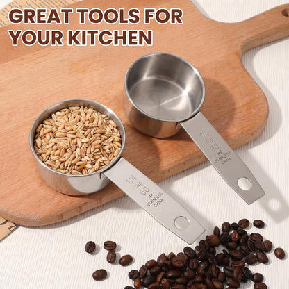 2 Pcs 1/4 Cup Stainless Steel Measuring Cups, 60 Ml 2 Oz Metal Measuring Scoop, Kitchen Scoop for Wet & Dry Ingredients, Coffee, Cooking, Baking, Dishwasher Safe6
