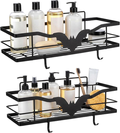 2 Pack Black Gothic Bat Shower Caddy with 4 Removable Hooks1
