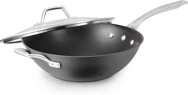 Calphalon Signature Hard-Anodized Nonstick Wok, 12", Flat-Bottom, Oven-Safe, Pfoa-Free, Black1