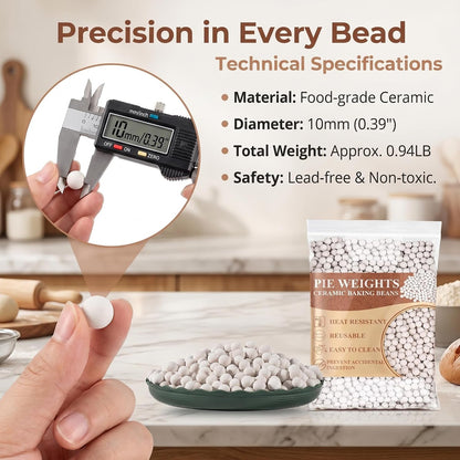 0.94LB Ceramic Pie Weights - Reusable Baking Beans for Blind Baking | Natural Stoneware Pie Crust Weights for Tarts, Quiche and Pastry Shells, Reusable Oven Safe Beans for Home Baking2