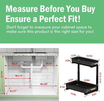 under Sink Organizer - 2 Pack Multi-Purpose Pull-Out Storage Shelf2