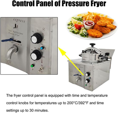 16L Commercial Electric Pressure Fryer, Stainless Steel Electric Countertop Pressure Fryer, Commercial Electric Pressure Fryer6