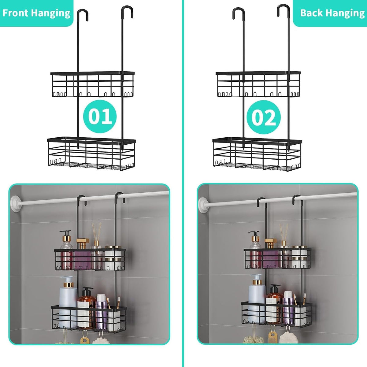 hanging-shower-caddy-organizer-no-drilling-shower-organizer-with-hooks-rustproof-waterproof-304-stainless-steel-bathroom-shelves-black