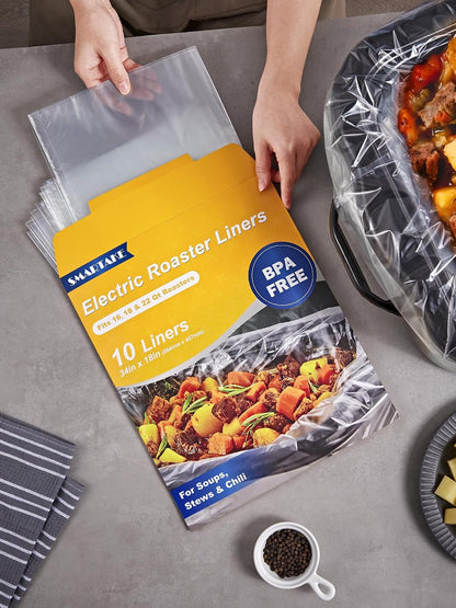 Electric Roaster Liners for Instant Cleanup, 18 X 34 Inch | 10-Count Disposable Turkey Oven Cooking Bags, Bpa-Free, Fits 16, 18, 22 Quart Roaster Pans, for Thanksgiving Christmas8