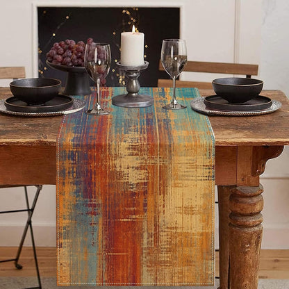 Table Runner, 13X72 Inch, Abstract Vintage Blue1