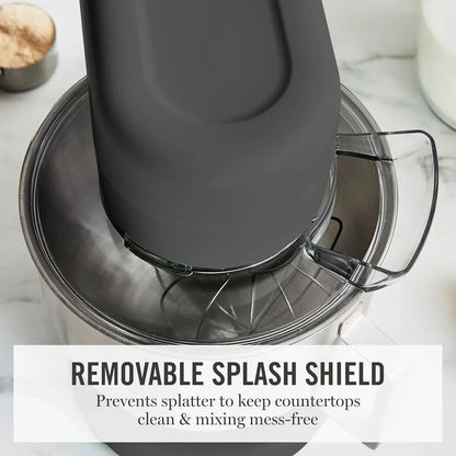 5.3QT Tilt Head Stand Mixer, 12 Speeds, Stainless Steel Bowl | Dough Hook, Stainless Whisk, Beater, Removable Splash Shield, Bread, Cake & Whipping, Electric Kitchen Mixer, Caviar Gray7