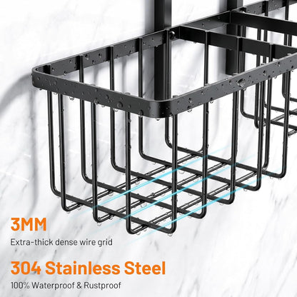 Shower Caddy Hanging Overhead, Shower Organizer Hanging, Black6