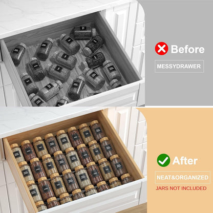 Spice Drawer Organizer Clear (Jars Not Included) - 5 Tier Acrylic Seasoning Drawer Organizer - Kitchen Spice Rack for Drawer, Cabinet, Countertop - Expandable from 9'' To17.5 In''6