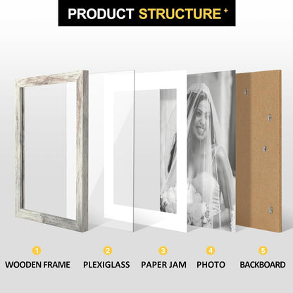 8X10 Picture Frames with 6X8 Mat Set of 2, Distressed White3