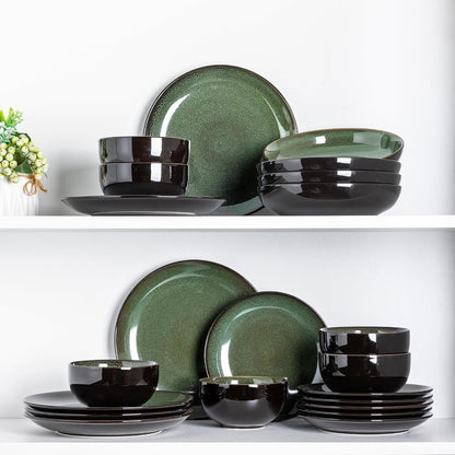 Ceramic Dinnerware Sets for 6,18Pcs Porcelain Plates and Bowls Set6