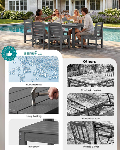 Armless Outdoor Dining Set, Patio Dining Set for 6, Gray7