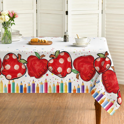 Back to School White Tablecloth 60×84 Inch Rectangular1