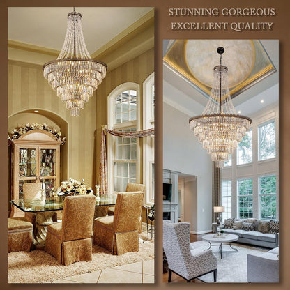 French Empire Crystal Chandelier 34" W Large High Ceiling Chandelier6
